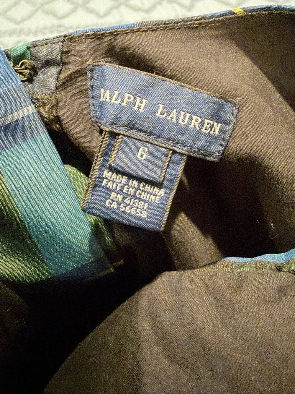 Ralph Lauren Girls Blue and Green Plaid Dress size 6